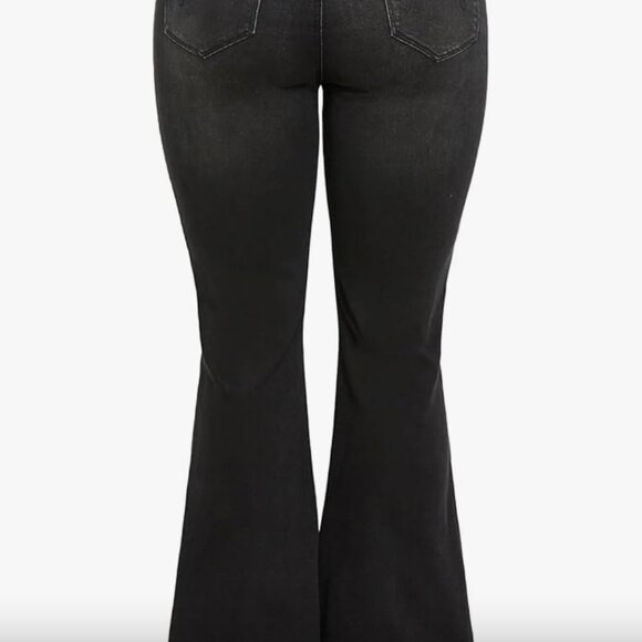 AVEOLOGY Women's Ebony High Rise Flare Black JEANS Size: 14 - Picture 6 of 7